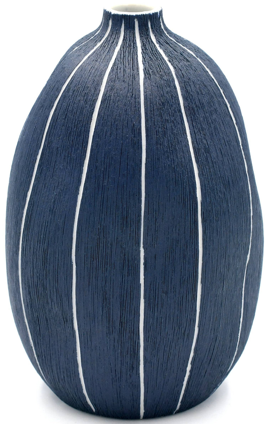Handcrafted Porcelain Bud Vase White Pinstripe