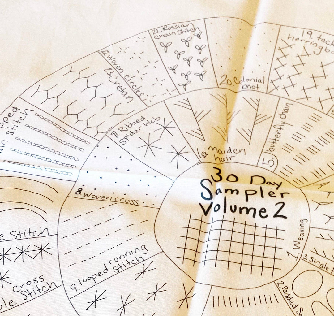 Round 30 Day Sampler - Volume 2 - Fabric, Videos, and Printed Stitch Guide