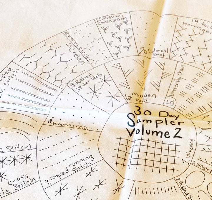 Round 30 Day Sampler - Volume 2 - Fabric, Videos, and Printed Stitch Guide