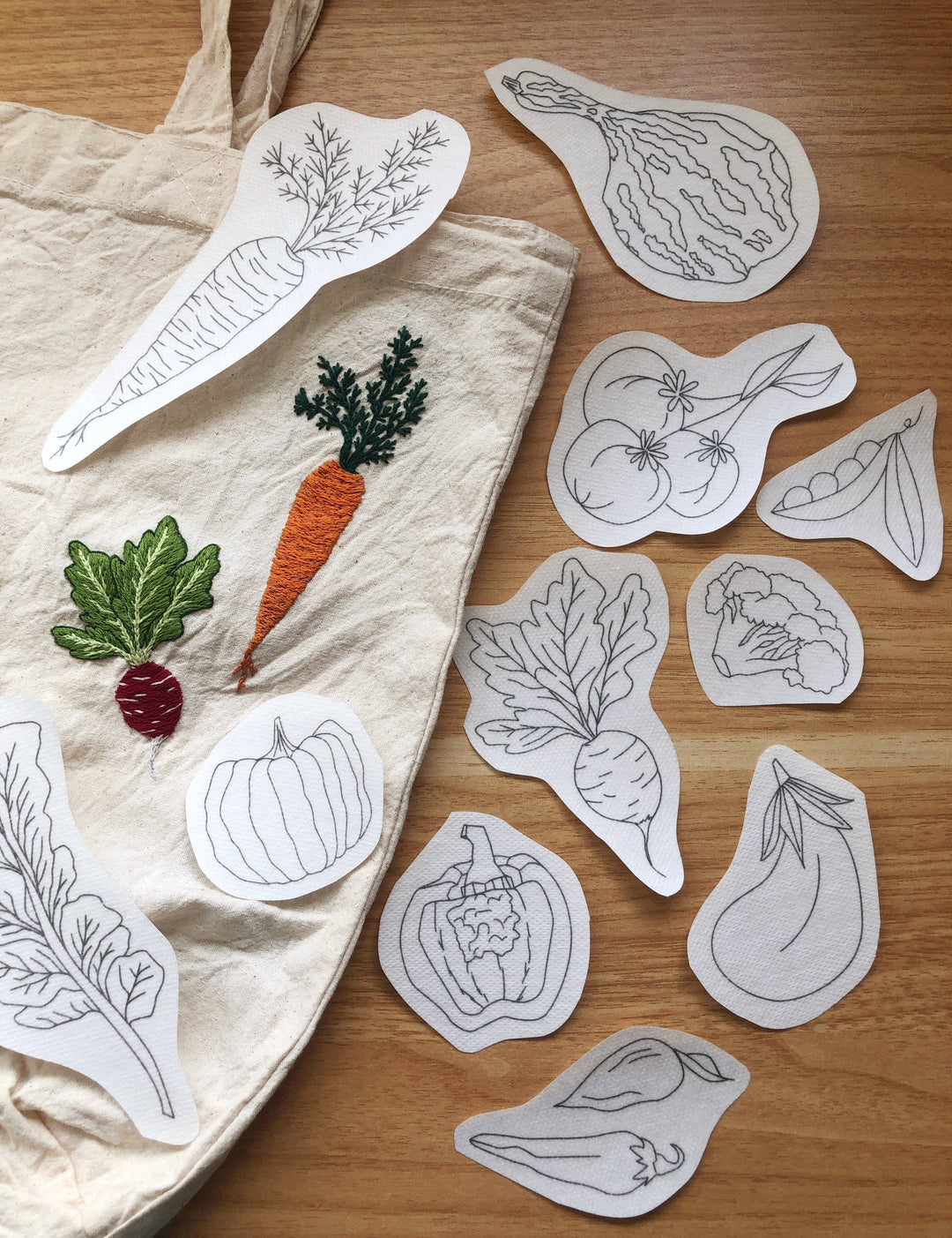Vegetables - Embroidery Peel Stick & Stitch Patterns