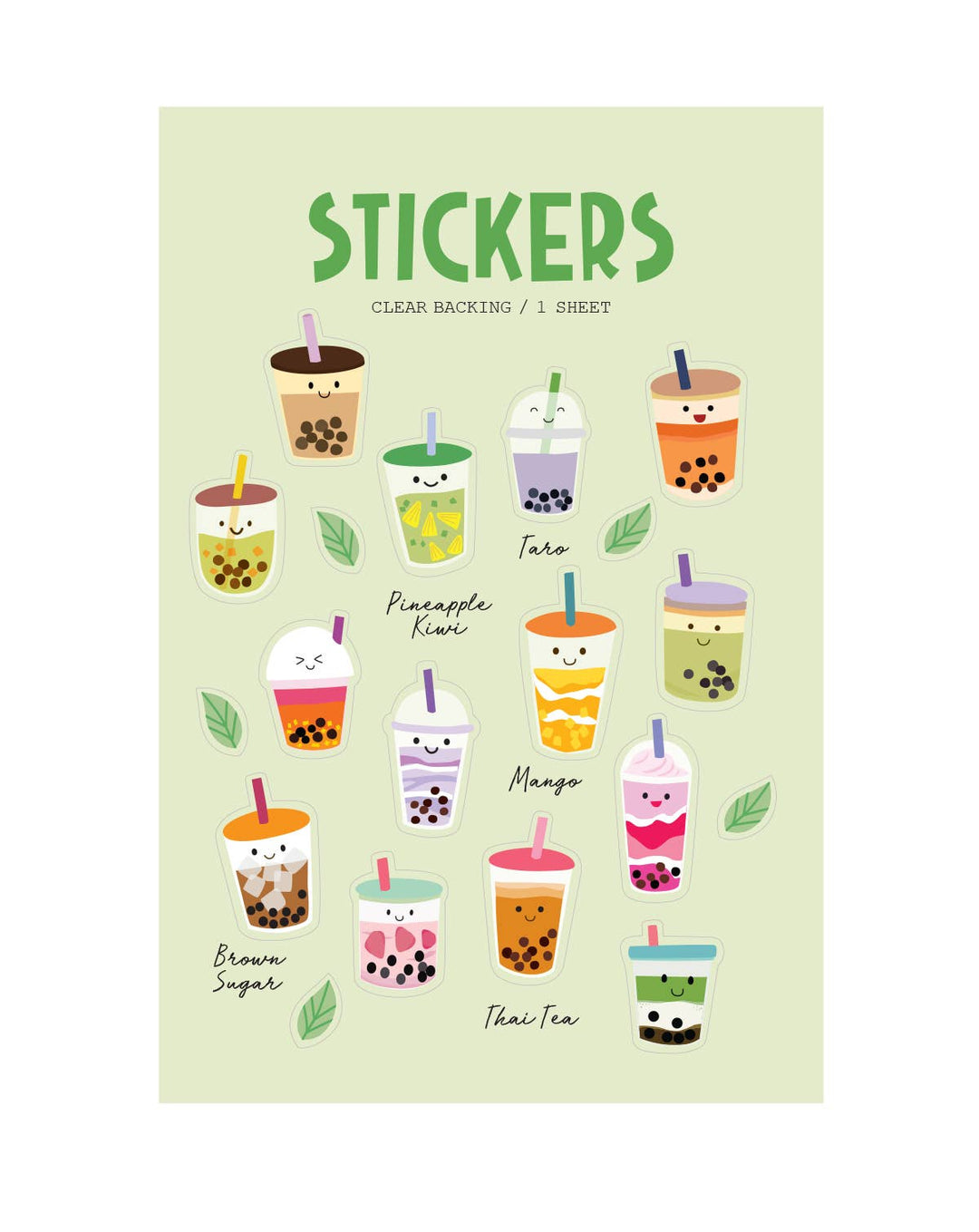 Bubble Tea Clear Stickers