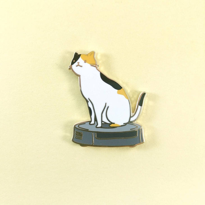 Cat on a Robot Vacuum Enamel Pin