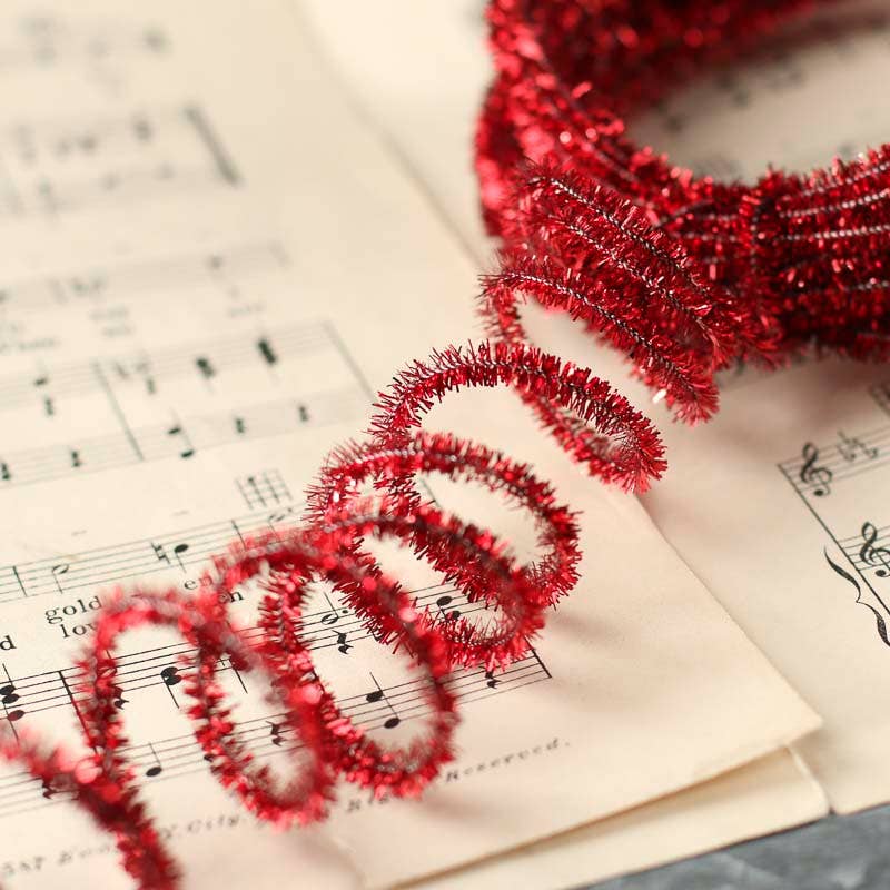 10 Yards Tinsel Skinny Wired Cord Garland - Select Color