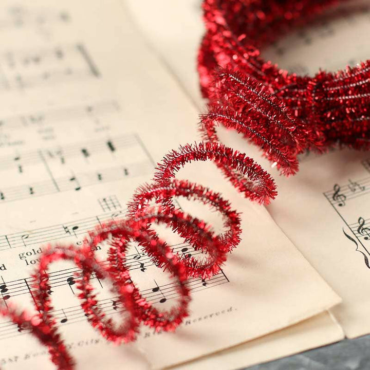 10 Yards Tinsel Skinny Wired Cord Garland - Select Color