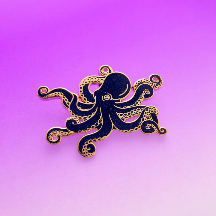 Glitter Octopus Pin