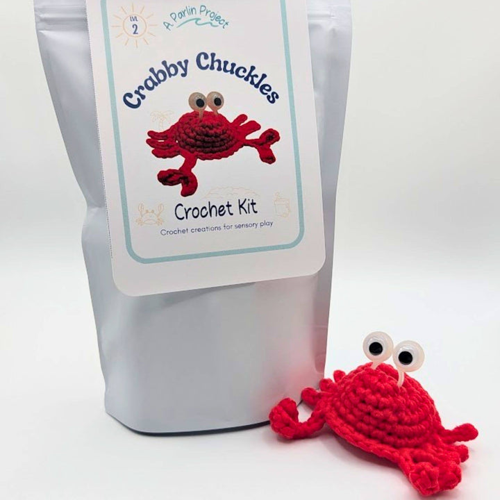 Crabby Chuckles (red) Sensory Friendly Crochet Kit – Level 2