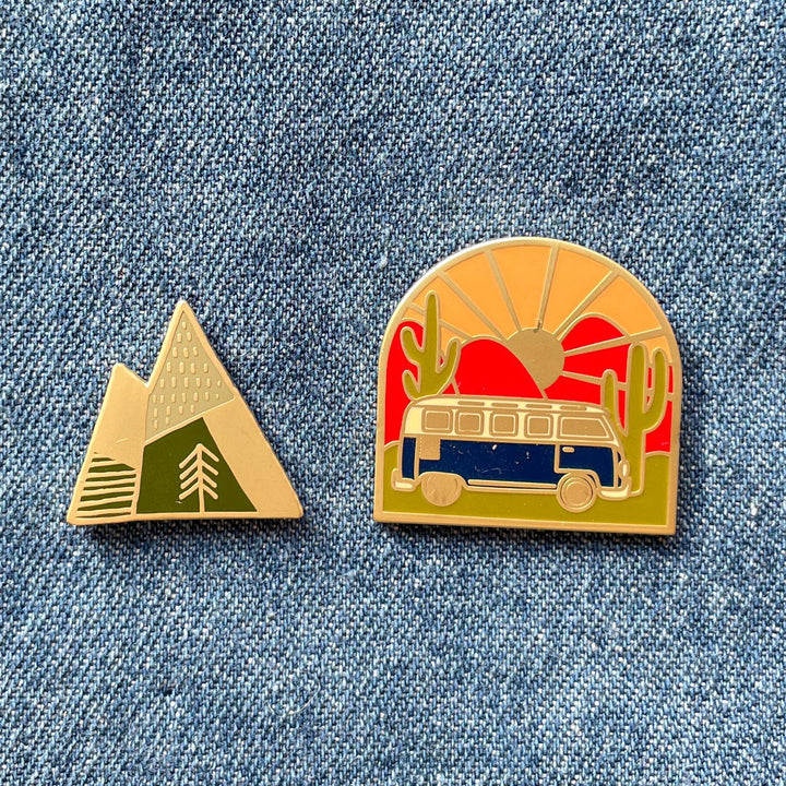 Geometric Mountain Green Enamel Pin