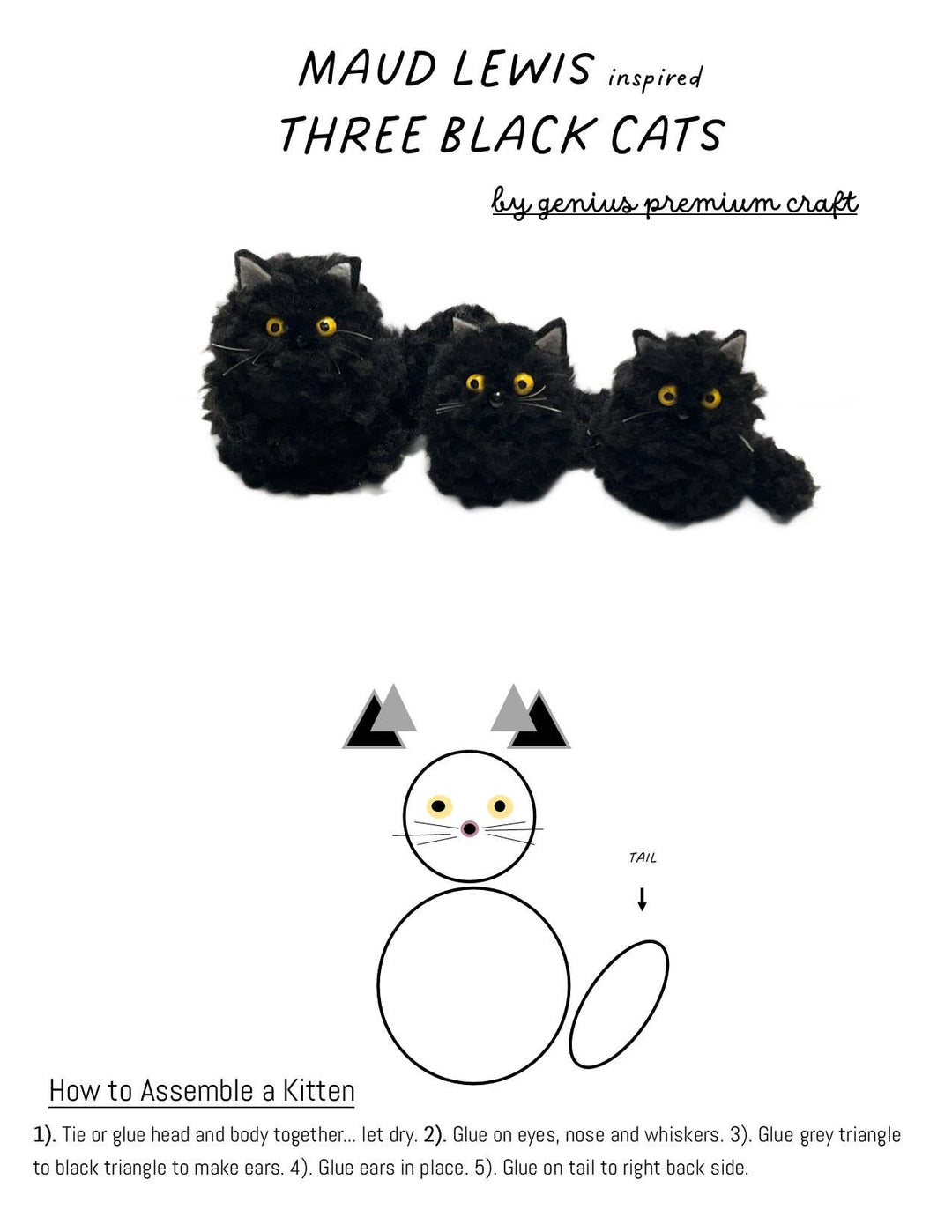 Black Cat Pom Pom Kit