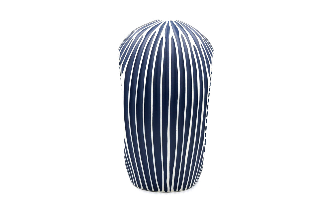 Handcrafted Porcelain Arch Vase White Stripe