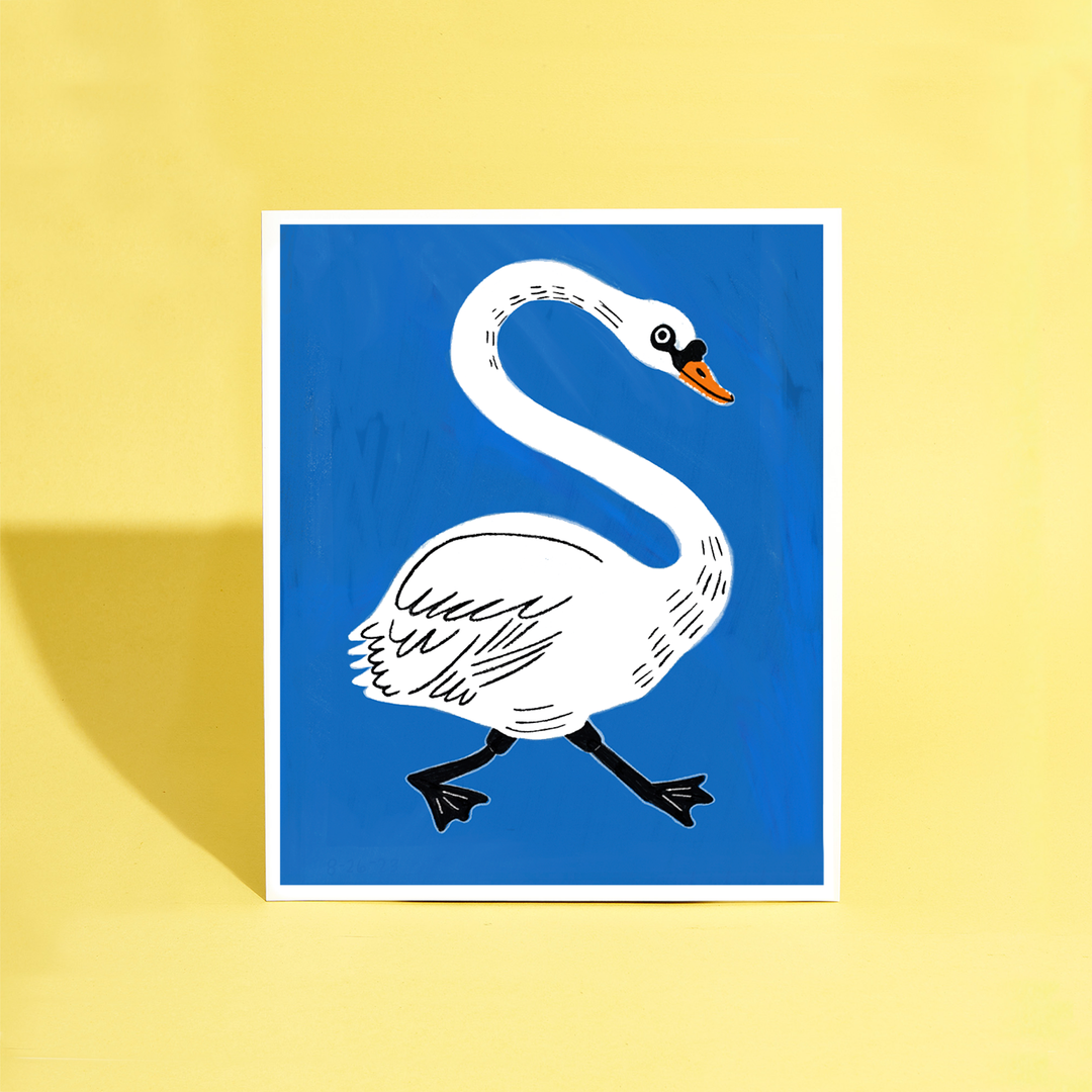 Runaway Swan Illustrated Print