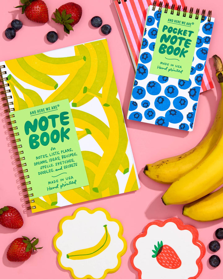 Letterpress A5 Lined Spiral Notebook—Bananas (Pop Art)