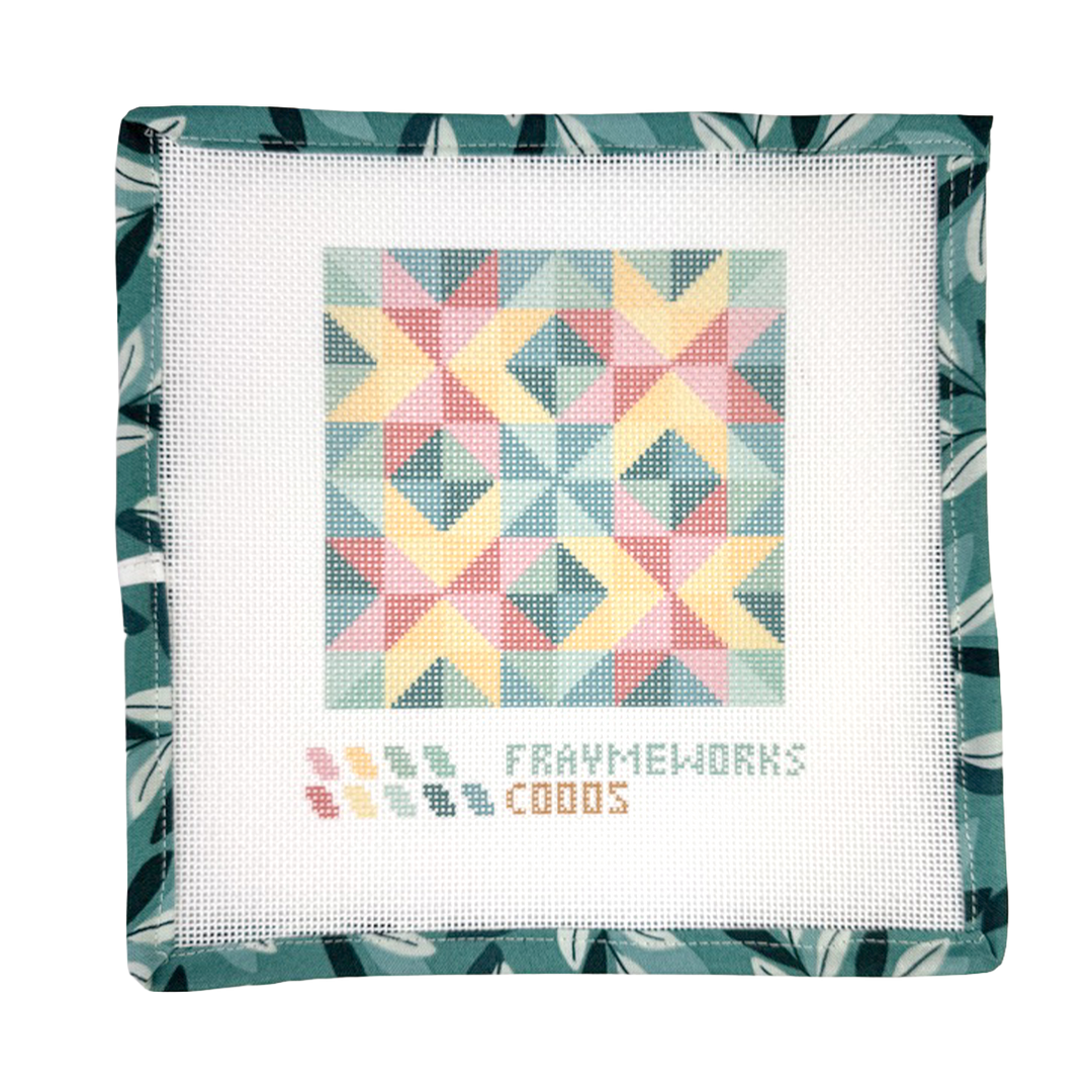 Star Quilt Block 4x4" Needlepoint Canvas