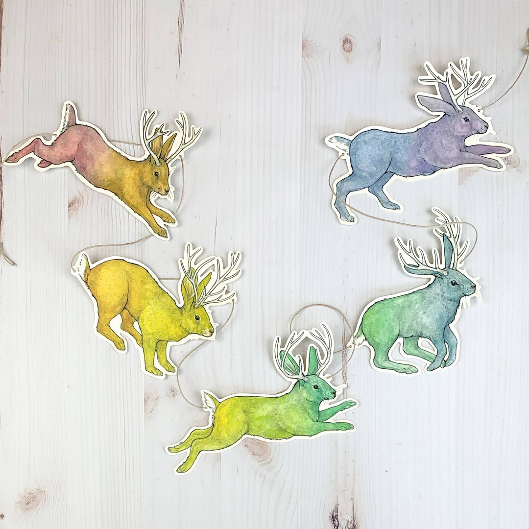 Jumping Jackalope Illustrated Garland