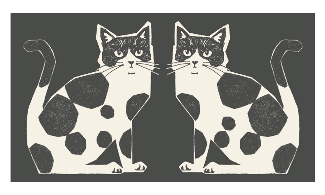 Echino Nekonoe TWO CAT Cotton/Linen Panel - Gray
