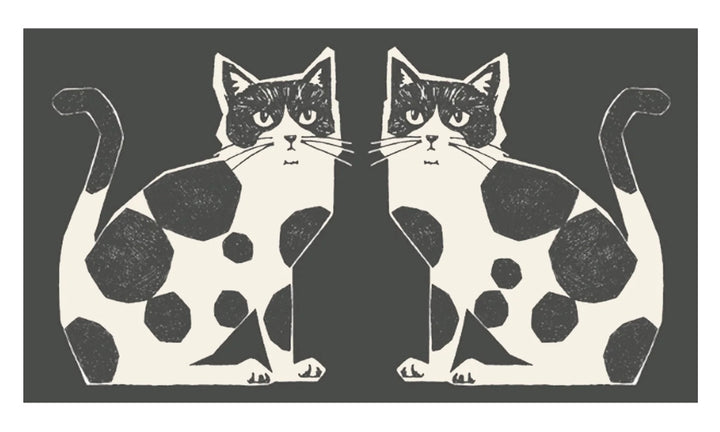 Echino Nekonoe TWO CAT Cotton/Linen Panel - Gray
