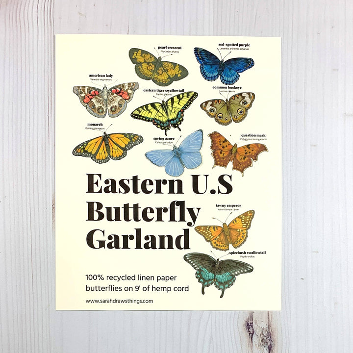 Eastern U.S. Native Butterfly Illustrated Garland