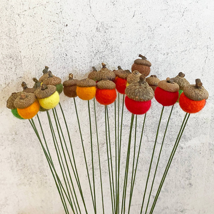 Wool Felt Acorns Autumn Leaves