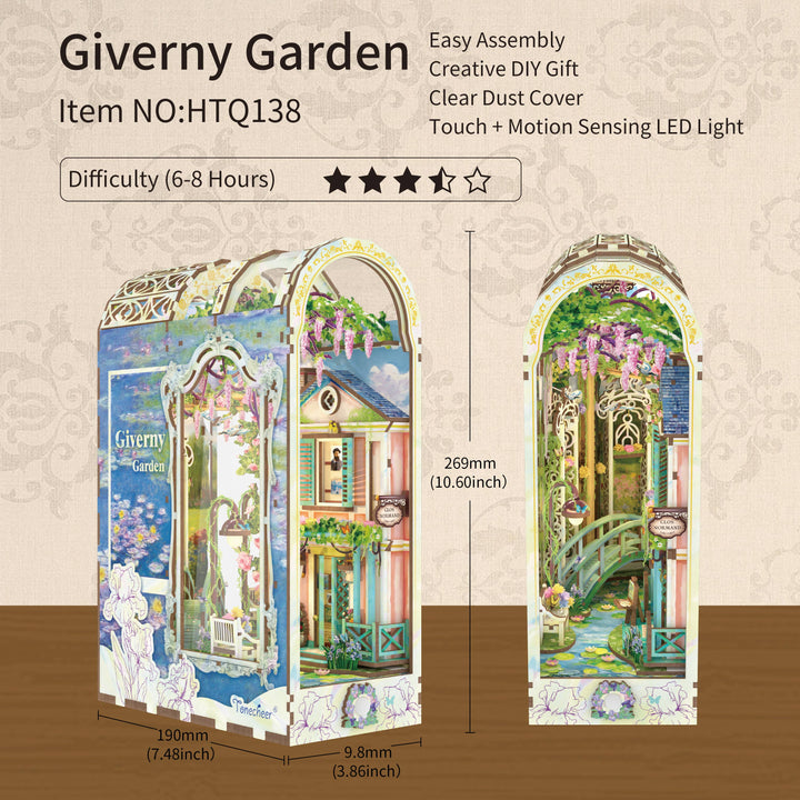 DIY Book Nook Kit: Giverny Garden w/ Dust Cover