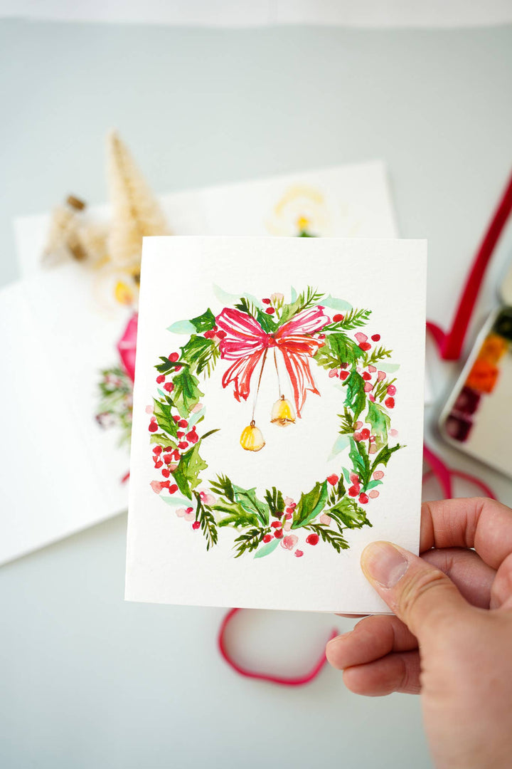 DIY Christmas Card Watercolor Kit with Paint Dot & Brush