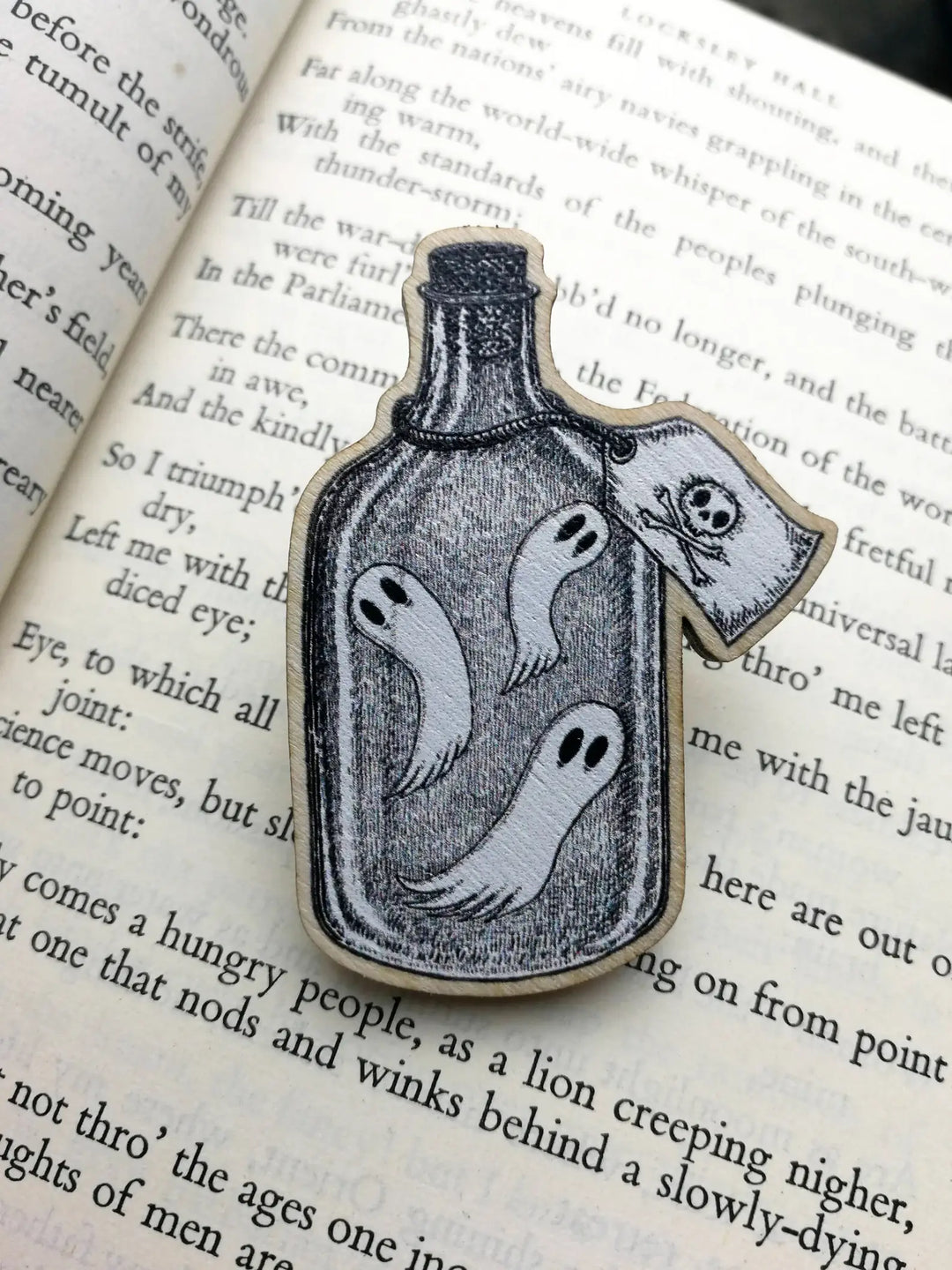 Bottled Spirits Wooden Pin Badge