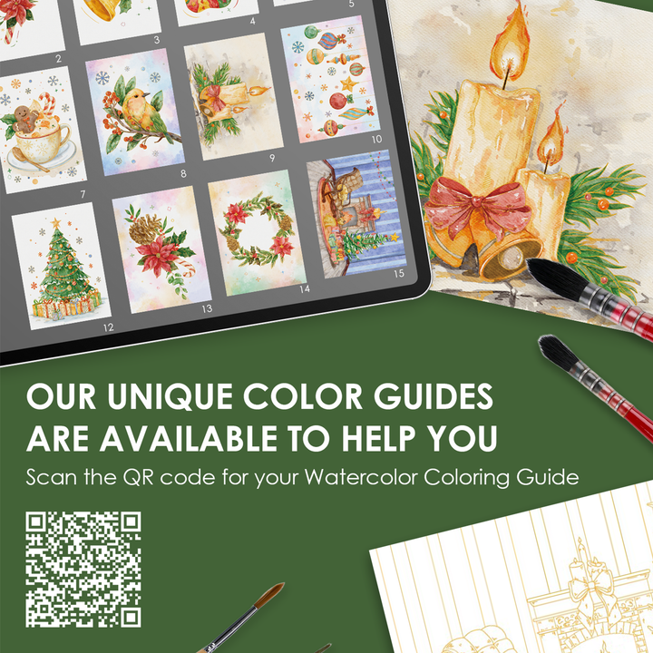 15 Sheets 140LB Holiday-Themed Watercolor Coloring Book