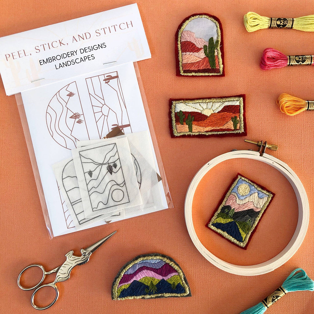 Landscape Hand Embroidery - Peel Stick &amp; Stitch Patterns