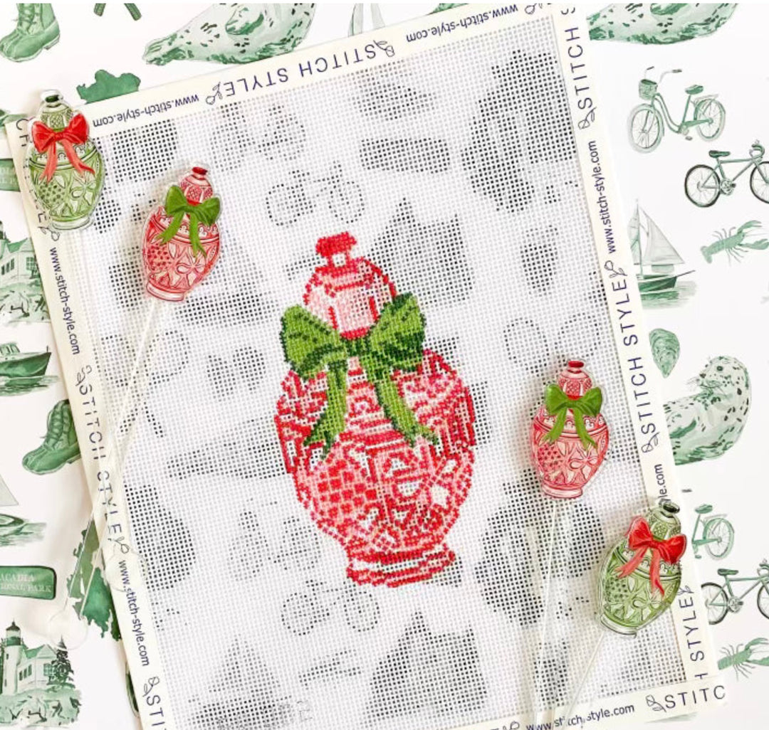 Red Ginger Jar Needlepoint Canvas