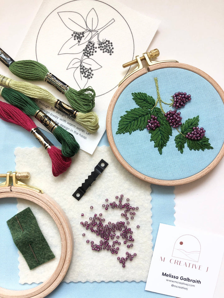 Beaded Berries - Botanical Embroidery Kit for Intermediate Stitchers