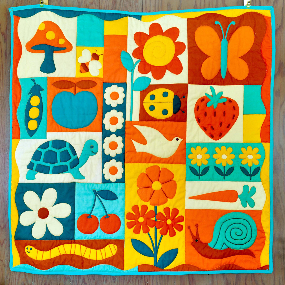 Garden Charms Quilt Kit - Blue/ Orange