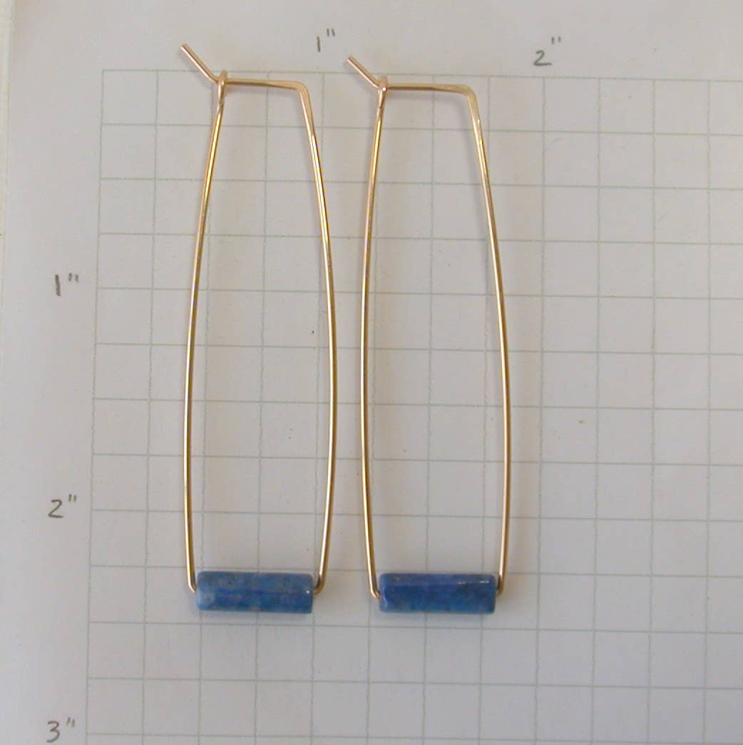 Gemstone Tube Rectangle Earrings 14k Gold Fill