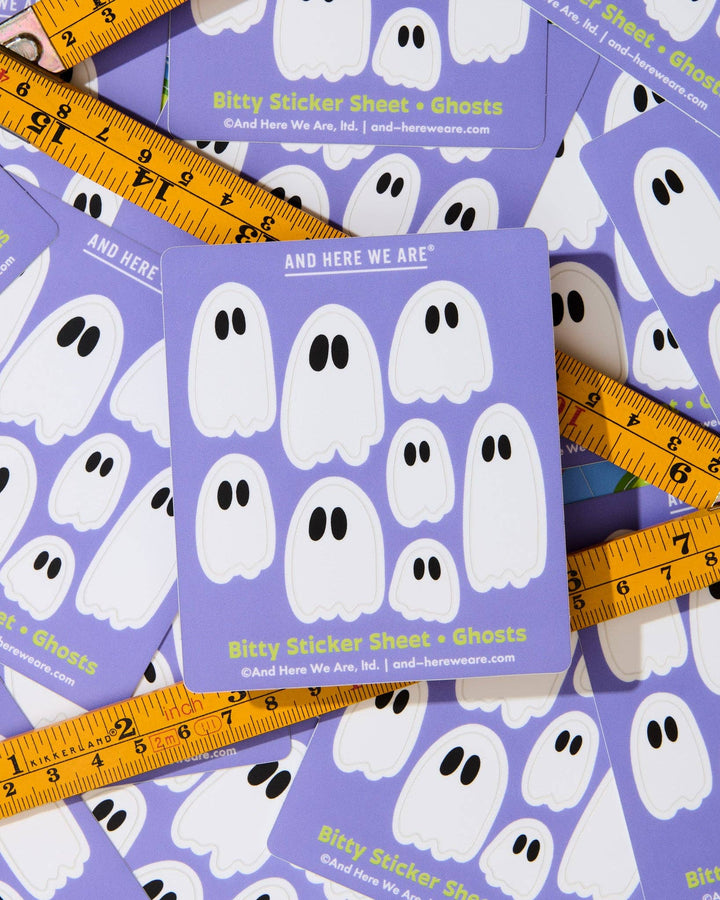 Bitty Vinyl Sticker Sheet—Ghosts Ghouls (8 little stickers)
