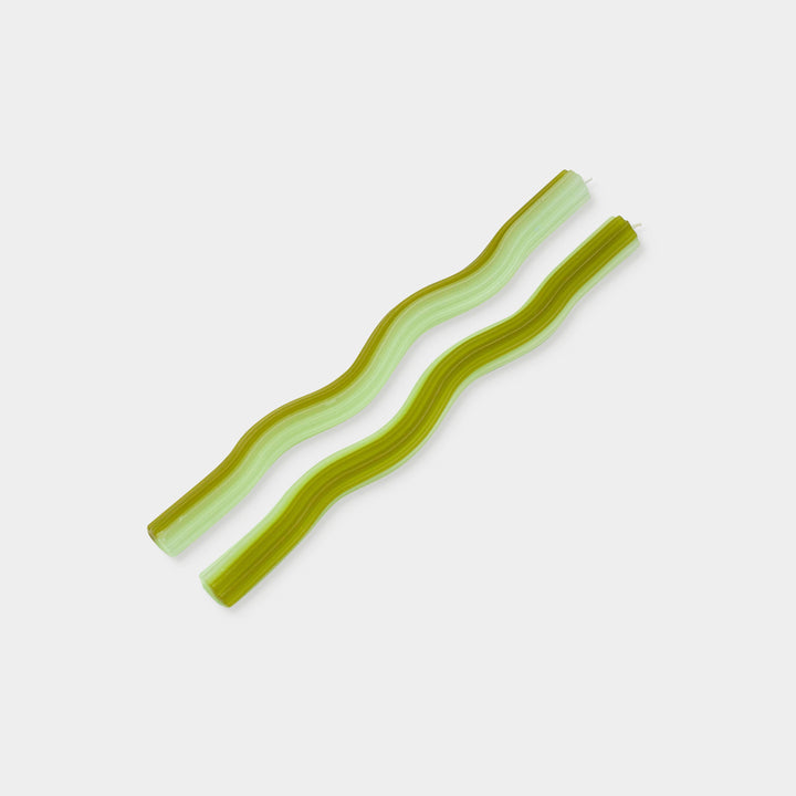 Wiggle Candles - Green (2 Pack) - 11" Vibrant Taper Candles