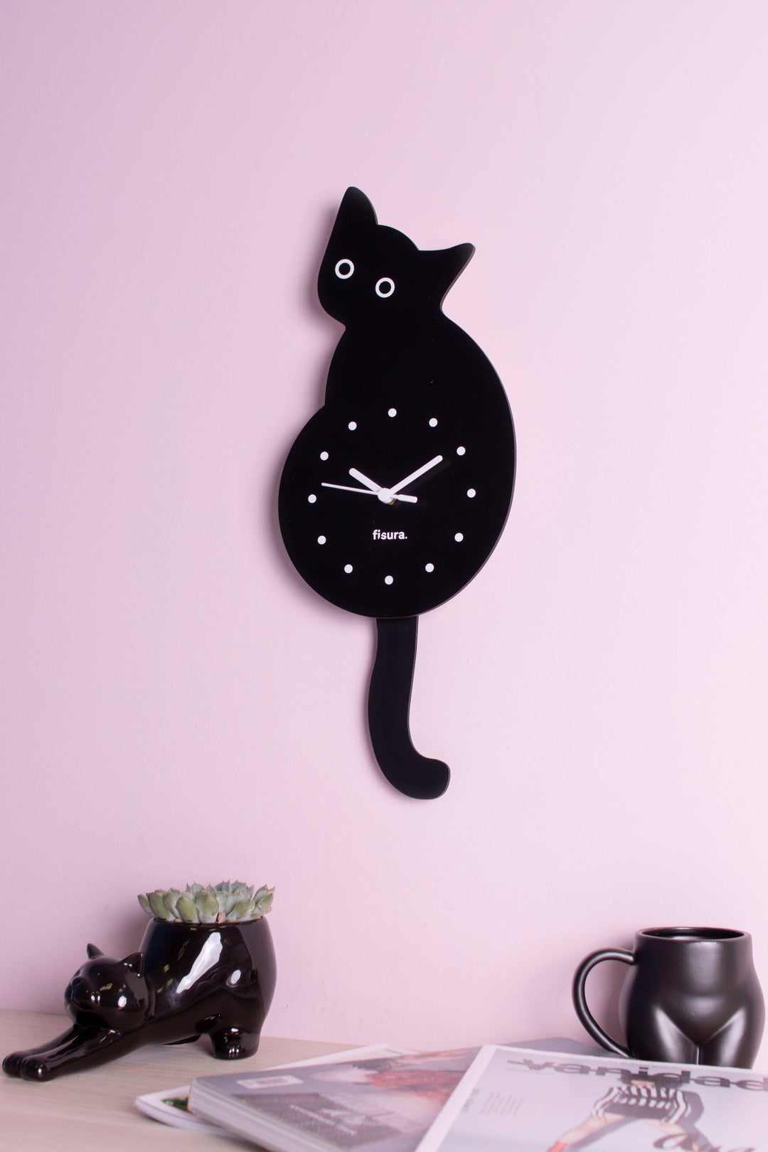 Cat Clock - Black