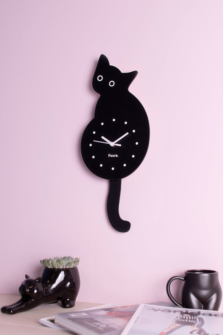 Cat Clock - Black