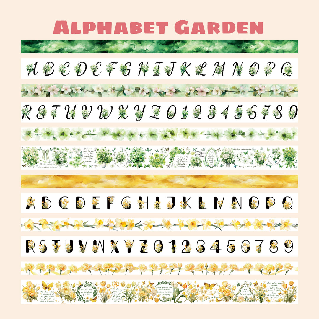Alphabet Garden Washi Tape Set - 24 Rolls