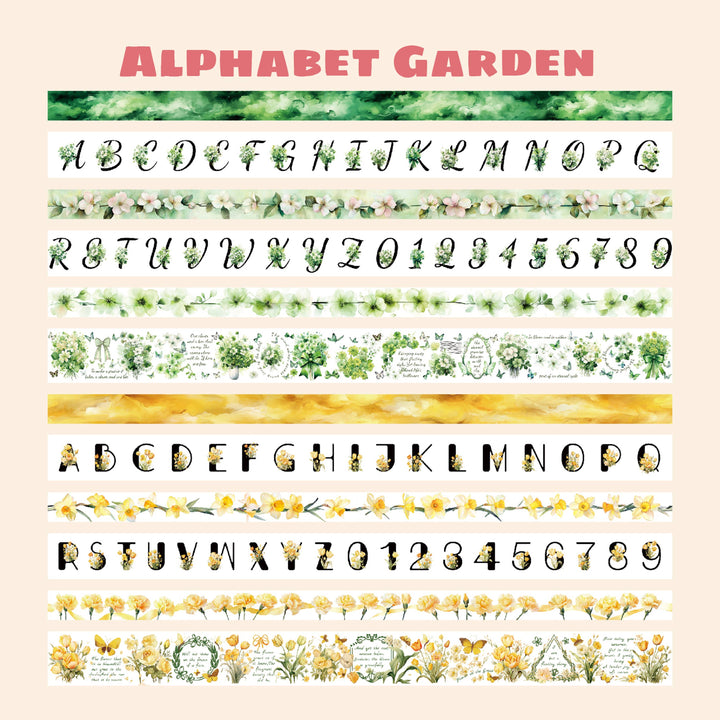 Alphabet Garden Washi Tape Set - 24 Rolls