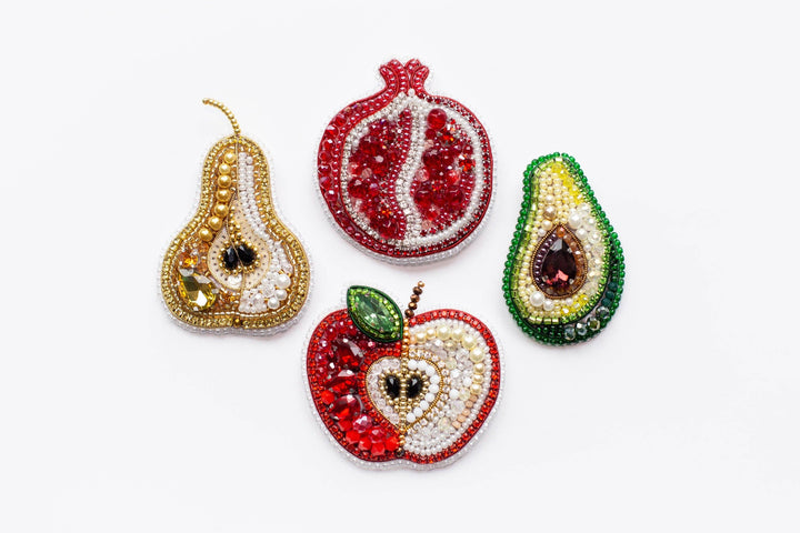 Fruit Bead Embroidery Kit: DIY Needlework Craft (Set of 4)