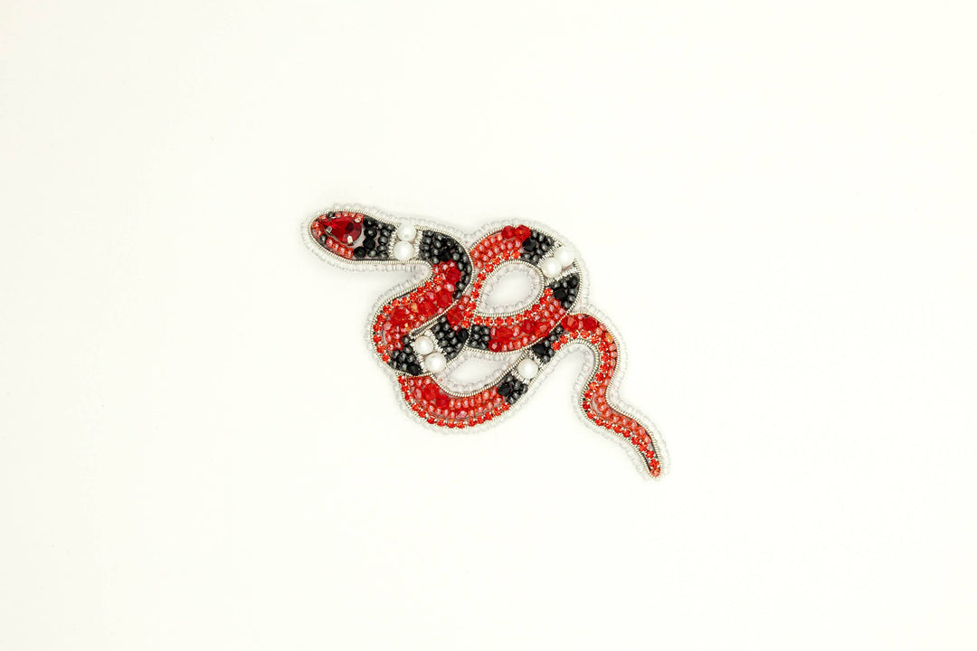 Coral Snake Bead Embroidery Kit: DIY Seed Bead Brooch