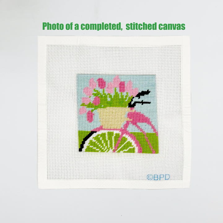 Bicycle with Pink Flowers Needlepoint Kit