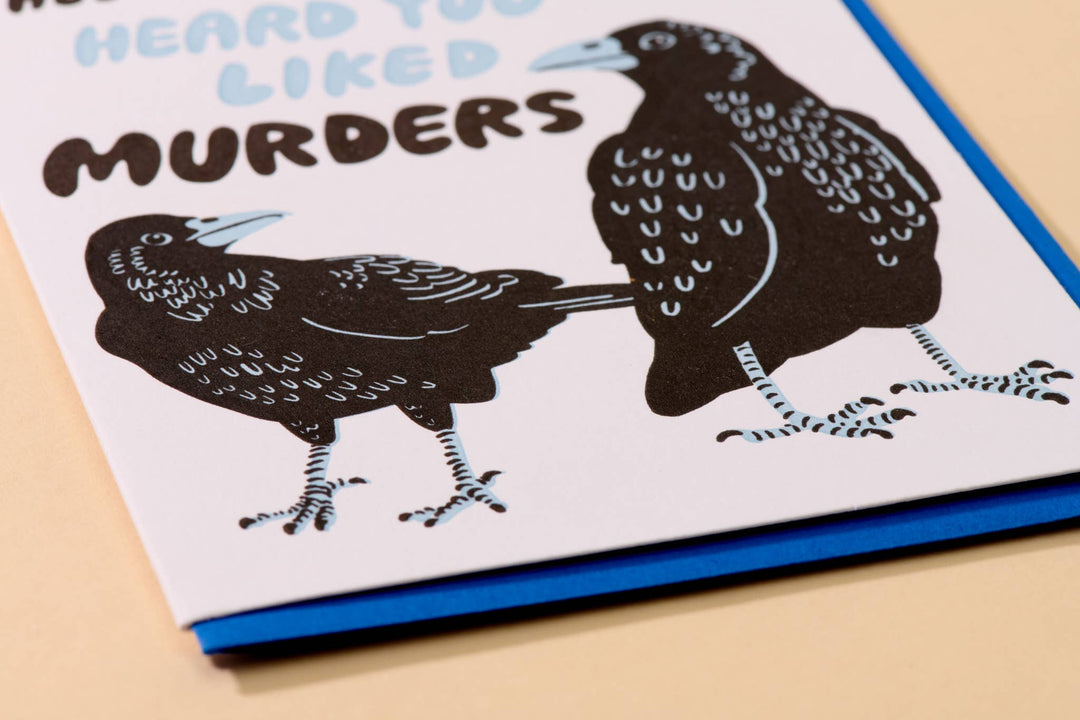 Letterpress Halloween Card—Murder (Crows, True Crime)