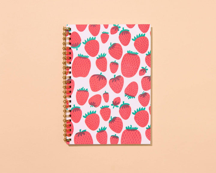 Letterpress A5 Lined Spiral Notebook—Strawberry (Berries)