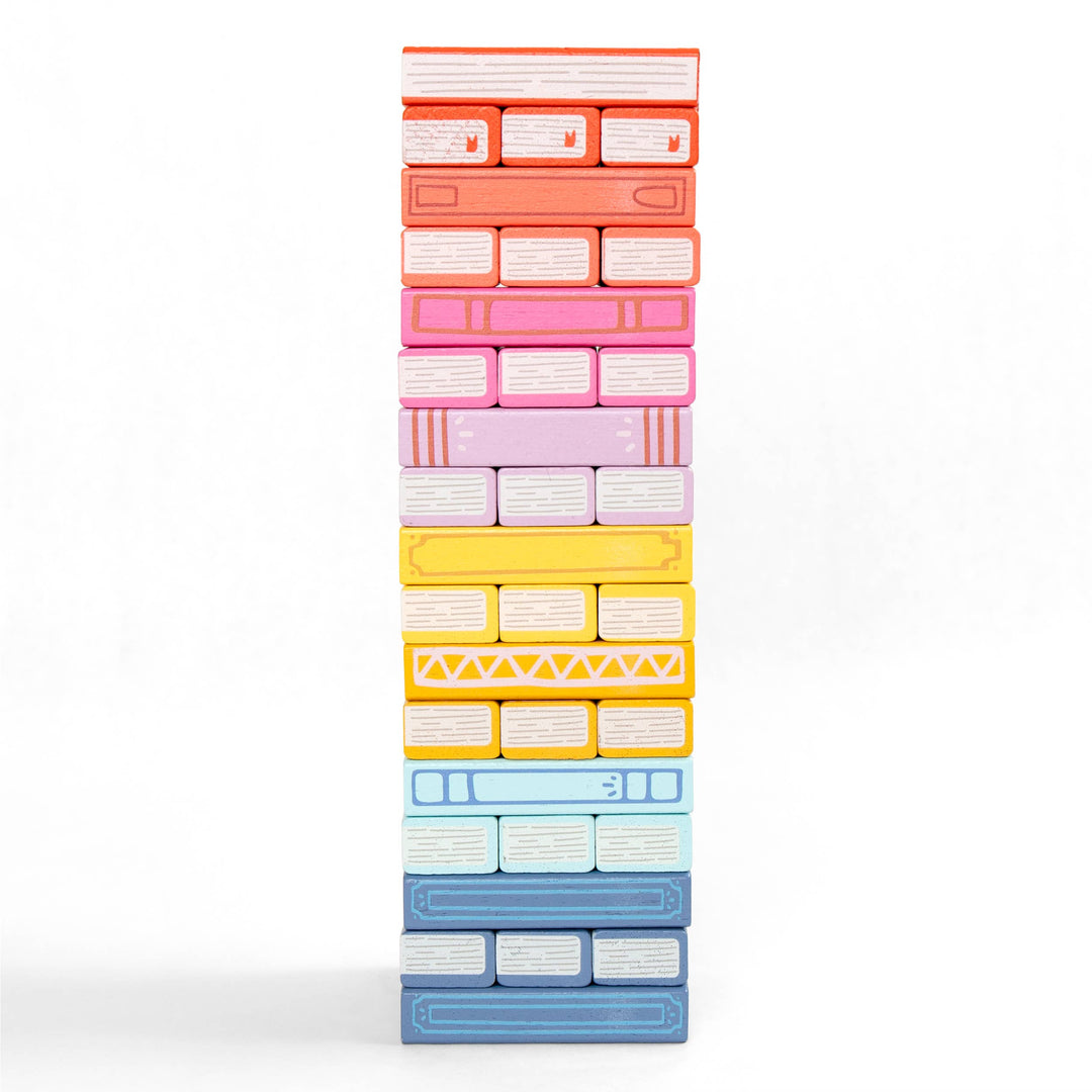 Tumbling Book Stack - Wooden Block Stacking &amp; Balance Game