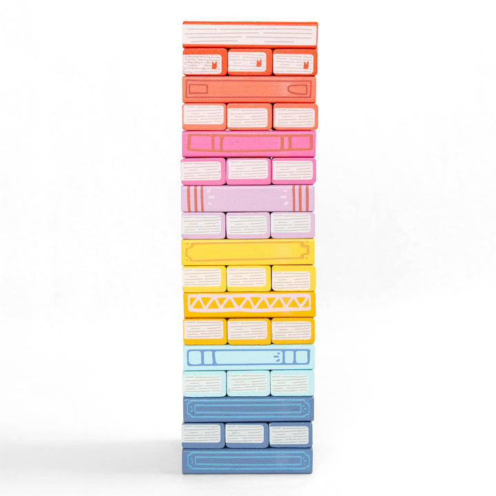 Tumbling Book Stack - Wooden Block Stacking &amp; Balance Game