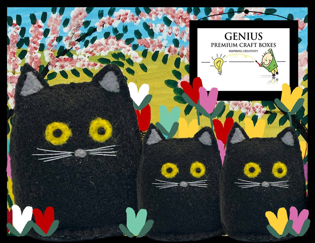 Needle Felted Black Cats Kit