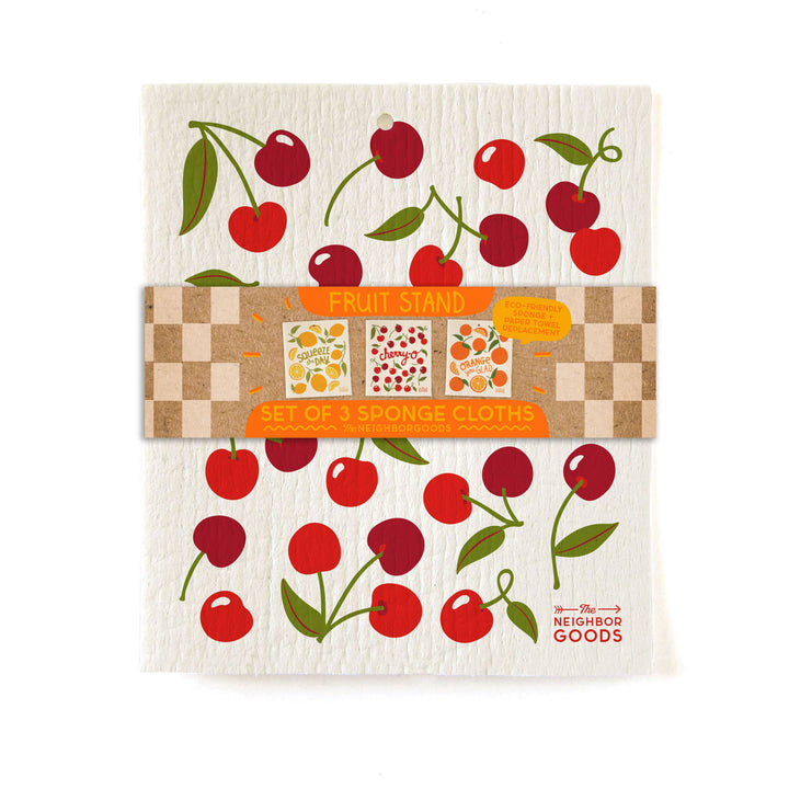 FRUIT STAND (Lemon, Orange, Cherry) - Sponge Cloth Set of 3