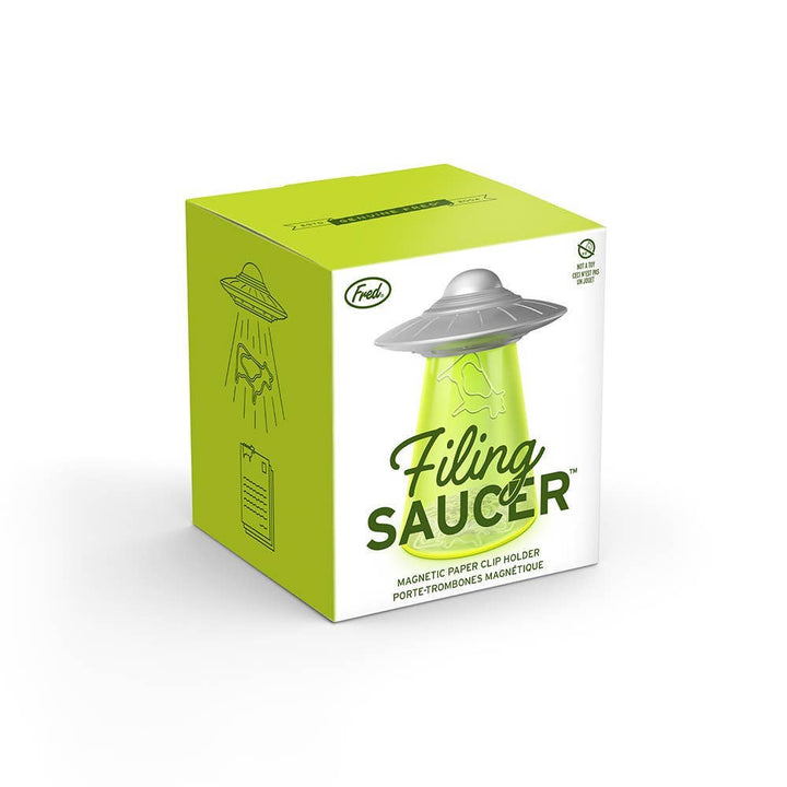 Filing Saucer - UFO Paperclip Dispenser with Cow Clips