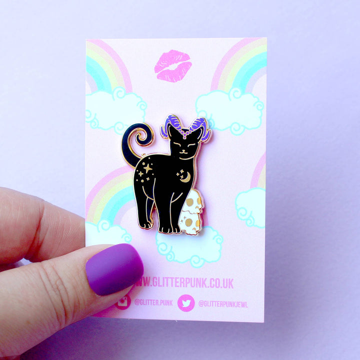 Horned Cat Enamel Pin