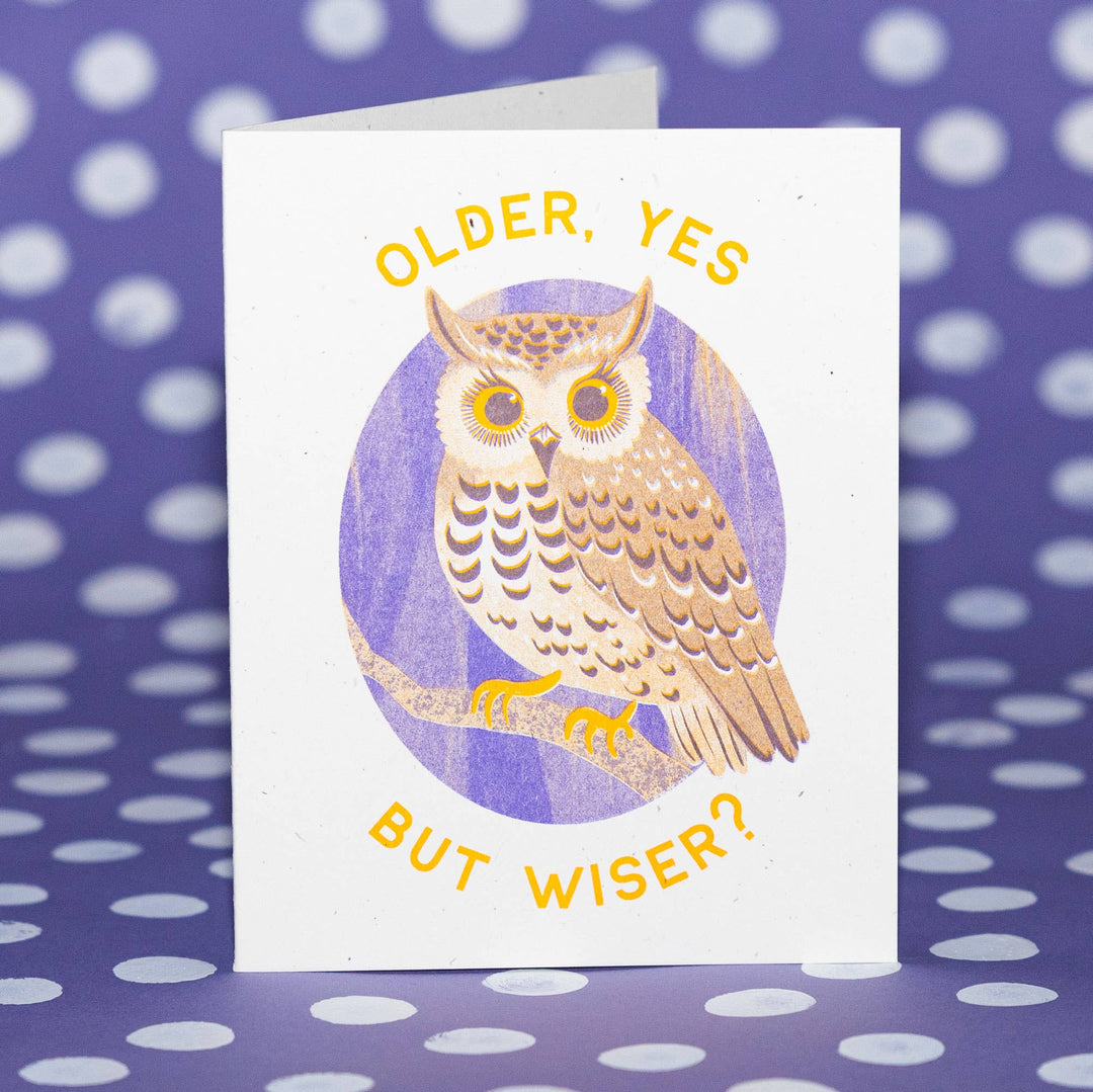 Older Owl - Risograph Birthday Card