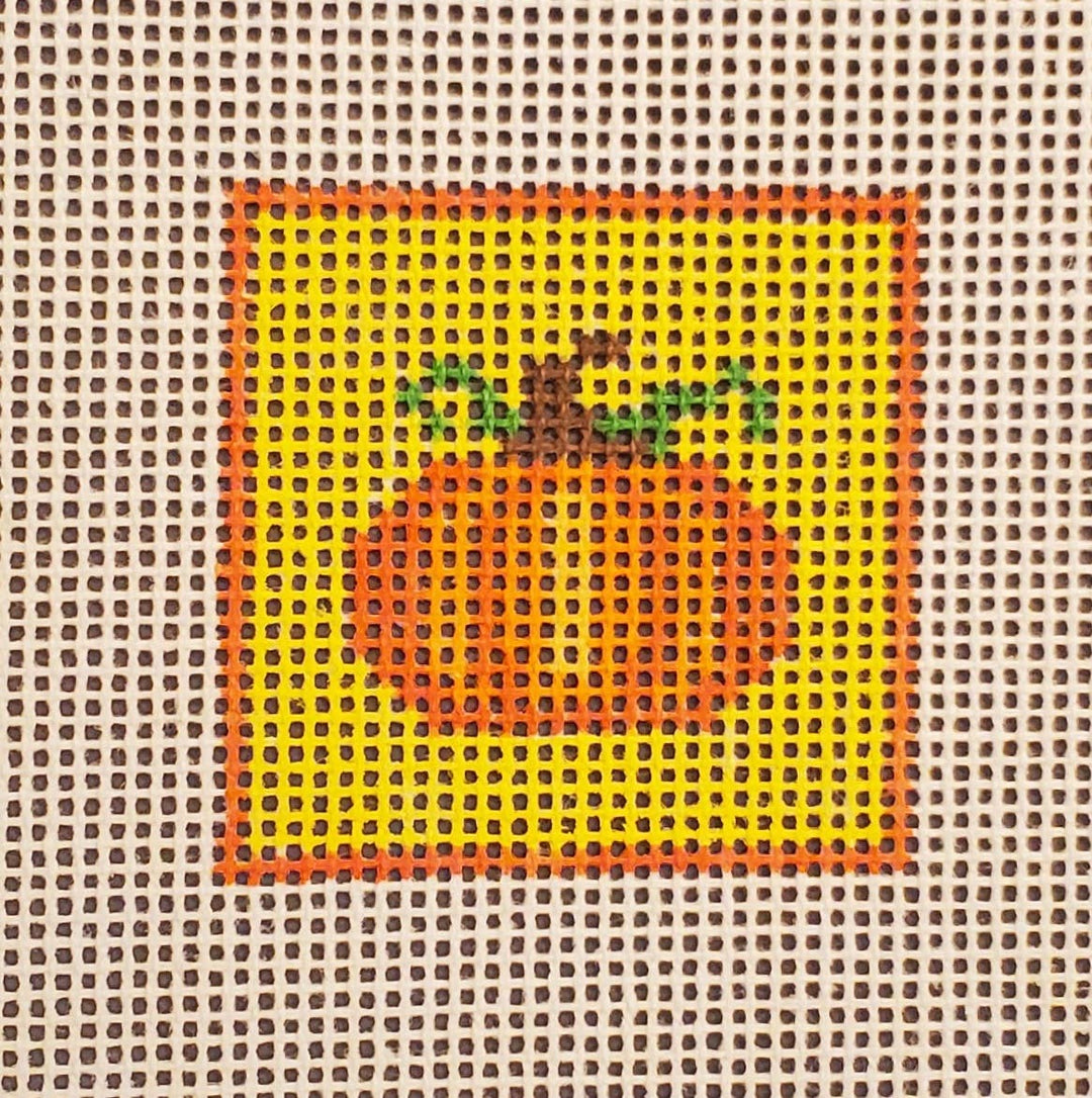 Fall Pumpkin Hand‑Painted Needlepoint Canvas, 14 mesh