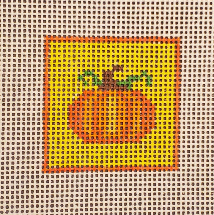 Fall Pumpkin Hand‑Painted Needlepoint Canvas, 14 mesh